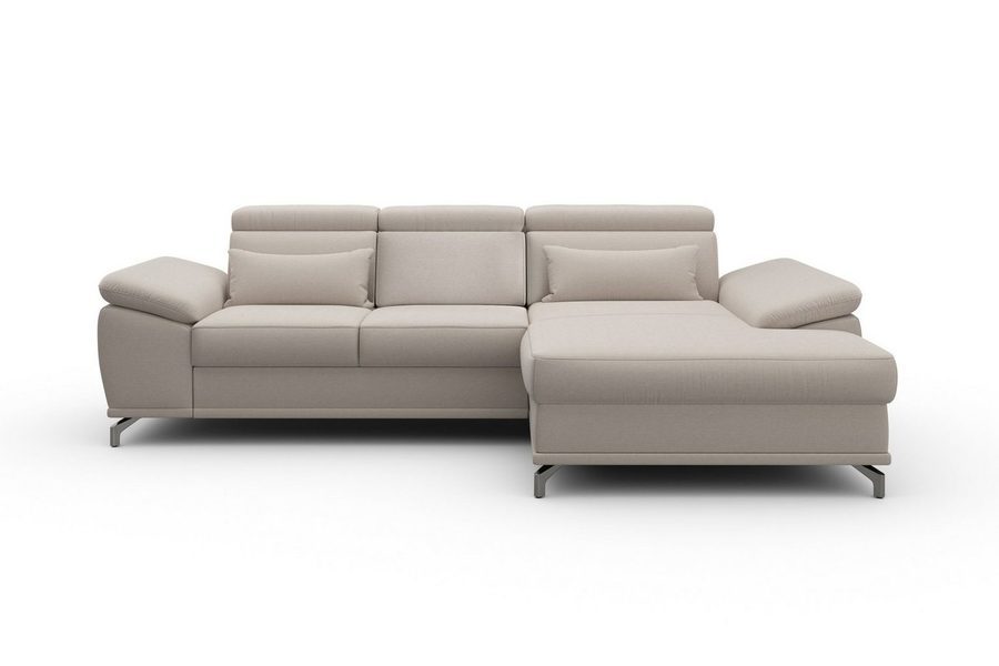 sit&more Ecksofa Cabrio L-Form, B: 295 cm, mit Sitztiefen-, Arm- & Kopfteilverstellung, 2 Nierenkissen, Federkern, mit Schlaffunktion und Stauraum