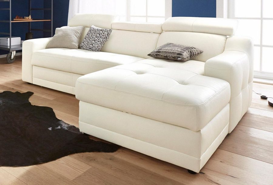 exxpo - sofa fashion Ecksofa Lotos, bequem und funktionell, Federkern, Breite 242cm, L-Form, mit Kopf- bzw. Rückenverstellung, wahlweise mit Bettfunktion