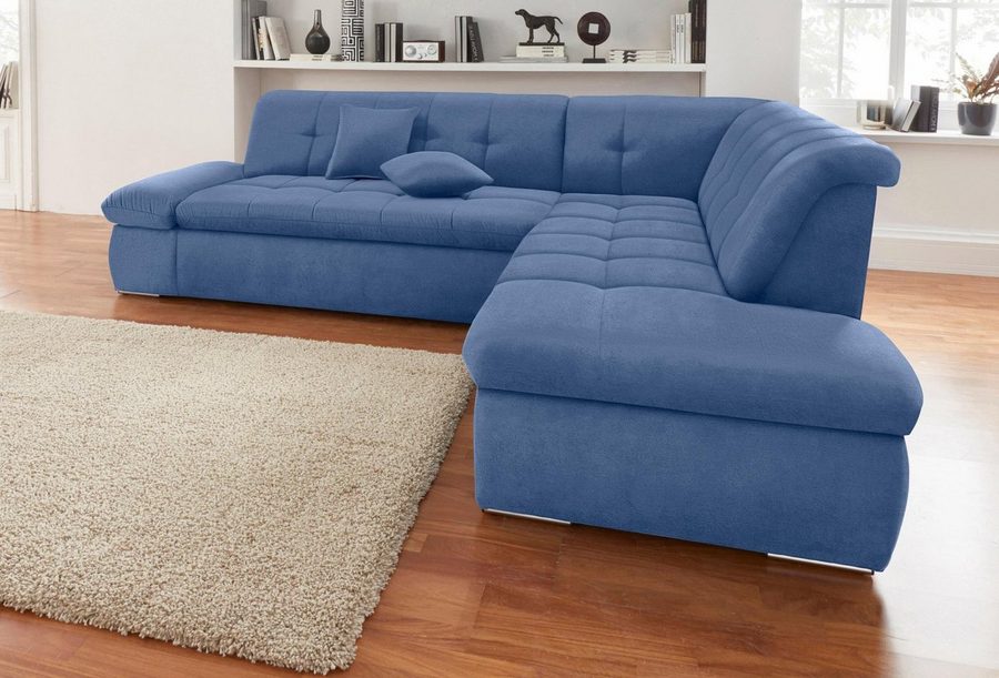 DOMO collection Ecksofa NMORIC inkl. Zierkissen 273x216x80 cm L-Form, Ottomanen-Abschluss, wahlweise mit Bettfunktion und Armlehnverstellung