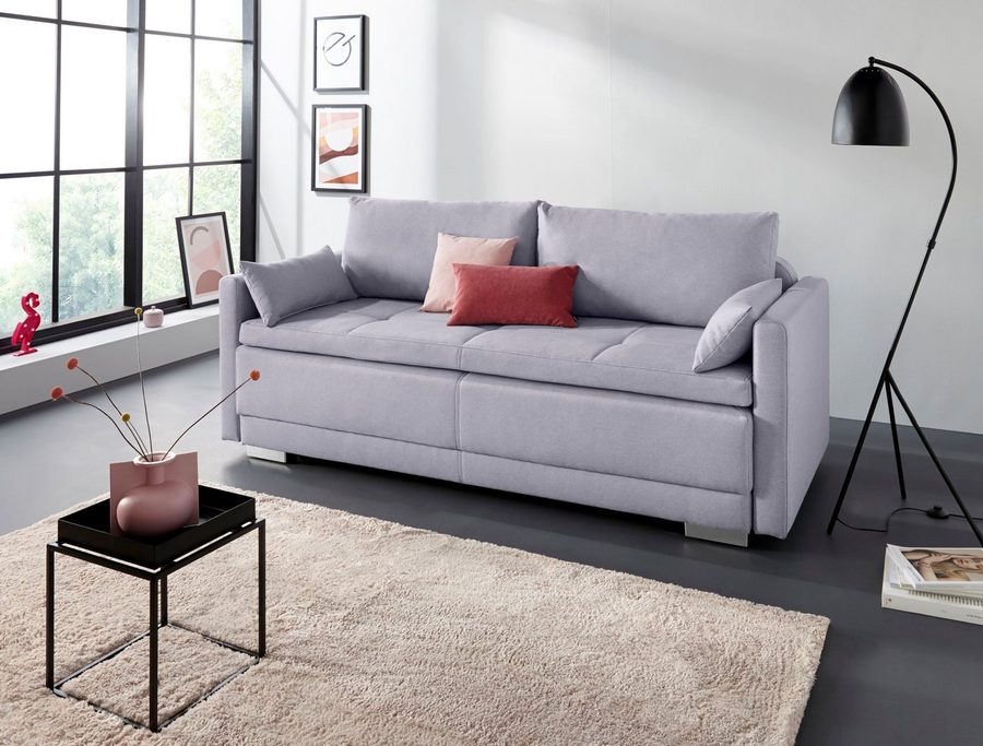 OTTO home Schlafsofa Berlin, B: 218 cm, Liegel. 160x198 cm, Boxspring, Dauerschlafsofa mit Boxspring inklusive 2 Zierkissen & Bettkasten