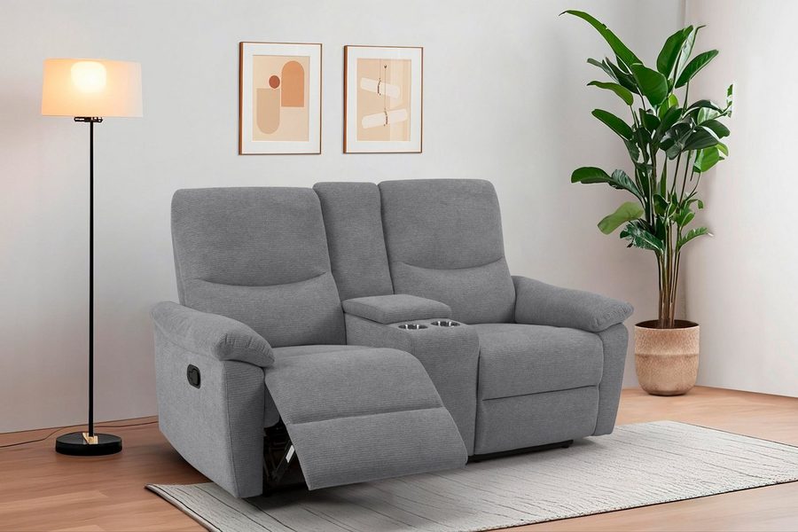 Home affaire 2-Sitzer ODILON, 2er-Kinosofa, TV-Sessel, Mulitmedia-Sofa, Struktur, USB A/C, Relaxfunktion manuell u. elektrisch, Getränkehalter, Staufach
