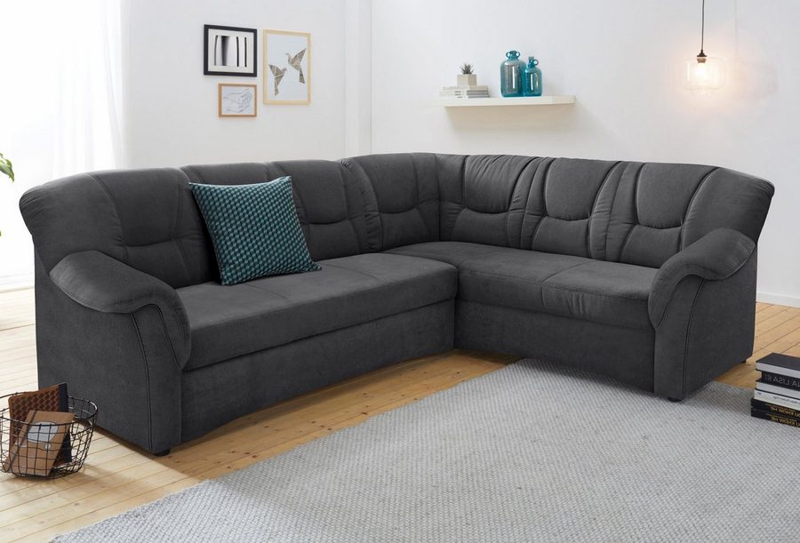 DOMO collection Ecksofa SARAFINA 240x190 cm, auch mit Federkern für mehr Sitzkomfort!, whlw. mit Bettfunktion, elegantes Design, L-Form