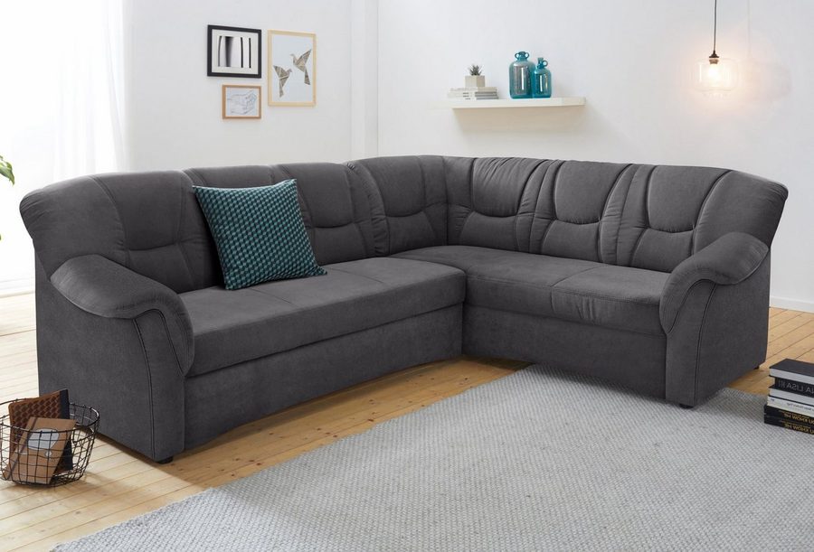 DOMO collection Ecksofa SARAFINA 240x190 cm, auch mit Federkern für mehr Sitzkomfort!, whlw. mit Bettfunktion, elegantes Design, L-Form