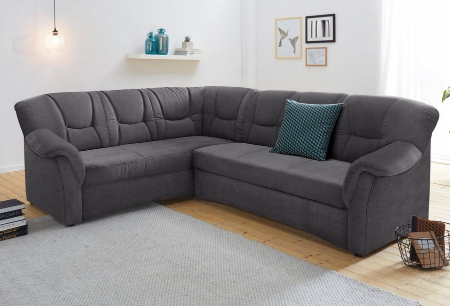 DOMO collection Ecksofa SARAFINA 240x190 cm, auch mit Federkern für mehr Sitzkomfort!, whlw. mit Bettfunktion, elegantes Design, L-Form