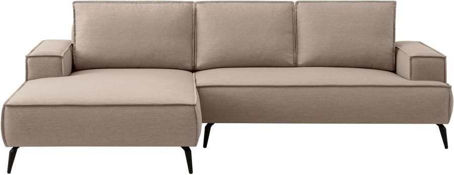 OTTO home Ecksofa TVINNU Leinenoptik, L-Form, Breite 275 cm, wahlweise Recamiere rechts/links, schwarze Füße, bequemer Sitzkomfort