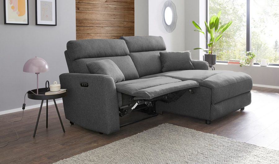 OTTO home Ecksofa JENNA L-Form, 209cm - OTTO. Verlässliche Qualität., manuelle o. elektrische Relaxfunktion, USB A/C, Struktur fein.