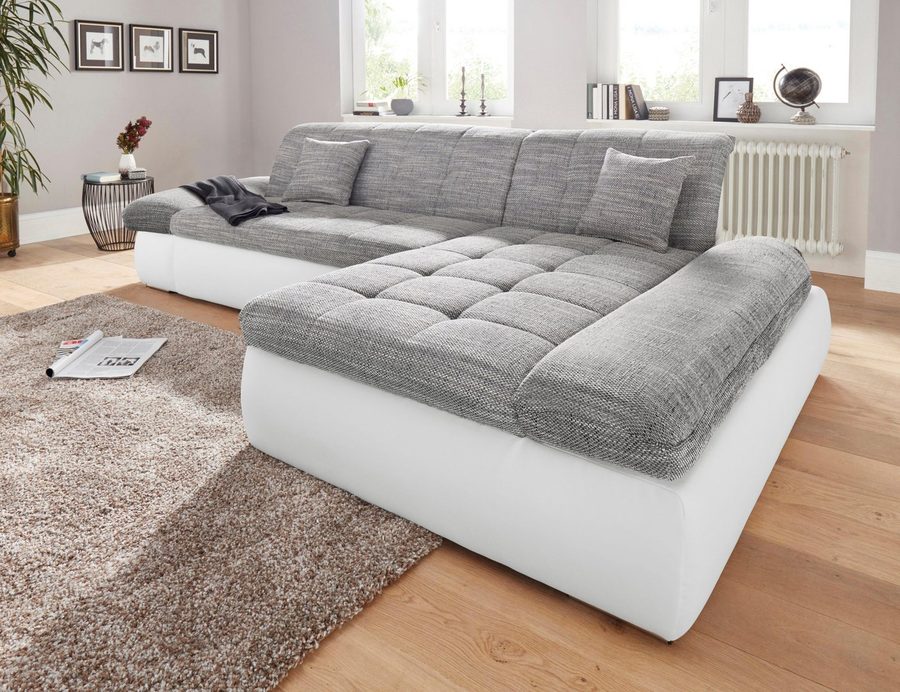 DOMO collection Ecksofa PB MORIC wahlweise mit Bettfunktion + Armteilverstellung, L-Form, im XXL-Format, B/T/H:300/172/80 cm, feine Steppung