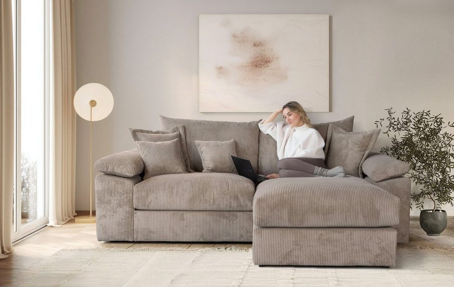 OTTO home Ecksofa Soft&Cosy XL L-Form, B: 246 cm - OTTO. Verlässliche Qualität., Mega-Sofa, Cord oder Chenille-Struktur, mit Federkern & 4 Zierkissen