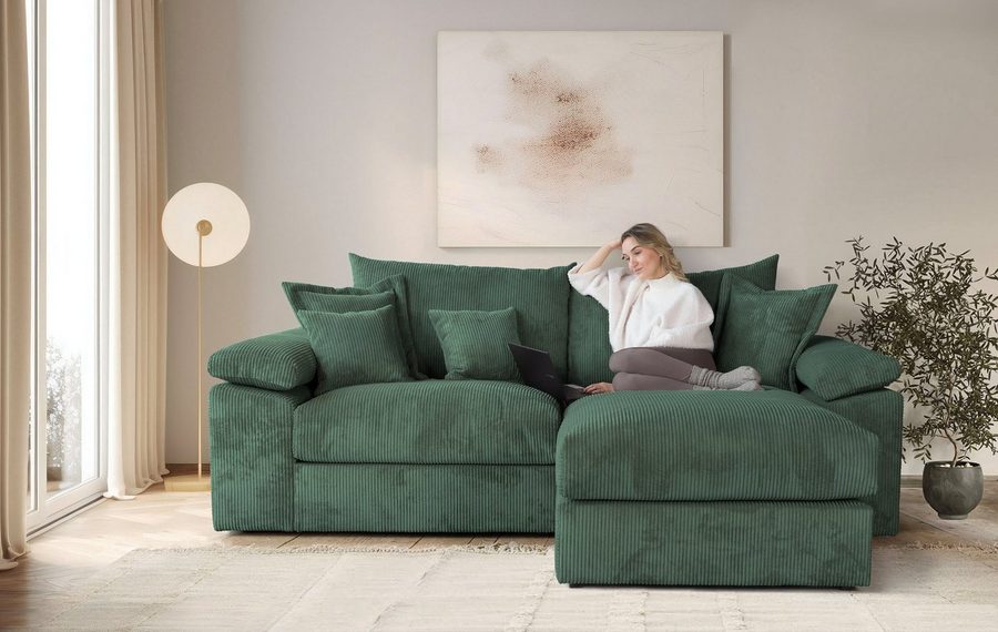 OTTO home Ecksofa Soft&Cosy XL L-Form, B: 246 cm - OTTO. Verlässliche Qualität., Mega-Sofa, Cord oder Chenille-Struktur, mit Federkern & 4 Zierkissen