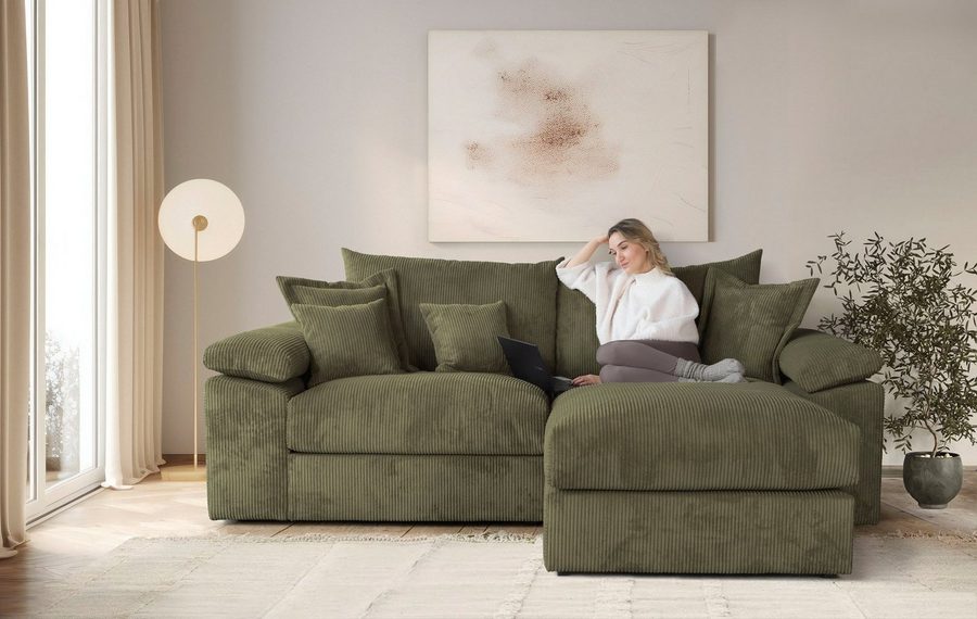 OTTO home Ecksofa Soft&Cosy XL L-Form, B: 246 cm - OTTO. Verlässliche Qualität., Mega-Sofa, Cord oder Chenille-Struktur, mit Federkern & 4 Zierkissen