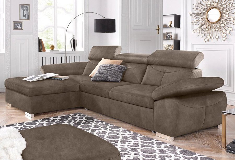 exxpo - sofa fashion Ecksofa Spring, super bequem, mit Armteil- und Kopfteilfunktion, mit Bettfunktion & Bettkasten, Luxus-Microfaser +Simply Clean!