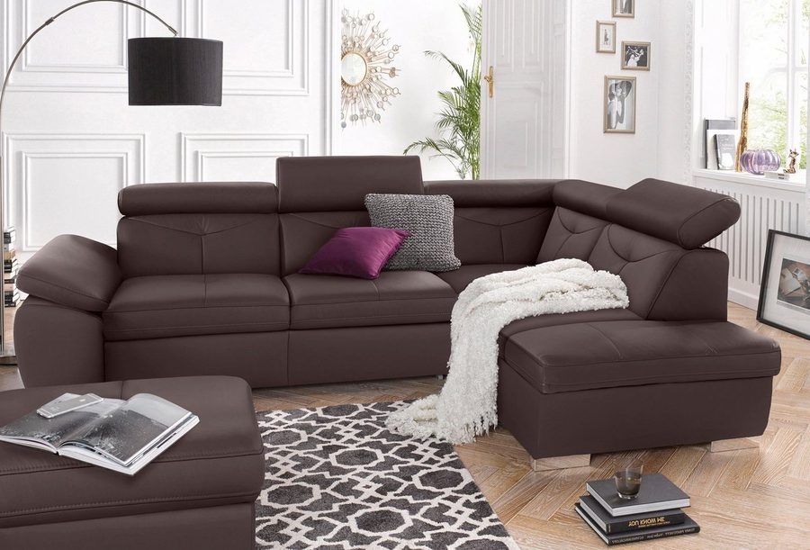 exxpo - sofa fashion Ecksofa Spring, super bequem und komfortabel mit Armteil- und Kopfteilfunktion, wahlweise mit Bettfunktion und Bettkasten, L-Form
