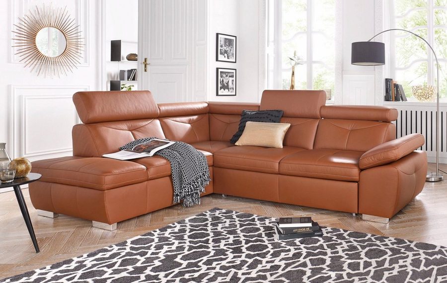 exxpo - sofa fashion Ecksofa Spring, super bequem und komfortabel mit Armteil- und Kopfteilfunktion, wahlweise mit Bettfunktion und Bettkasten, L-Form