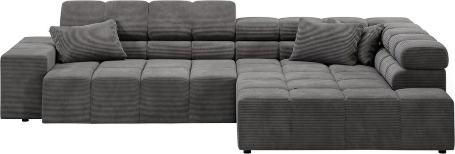 Home affaire Ecksofa Ancona, Ecksofa, incl. Kopfteilverstellung, Breite 319 cm, L-Form, wahlweise motorische Sitztiefenverstellung, auch in Cord + Easy Care