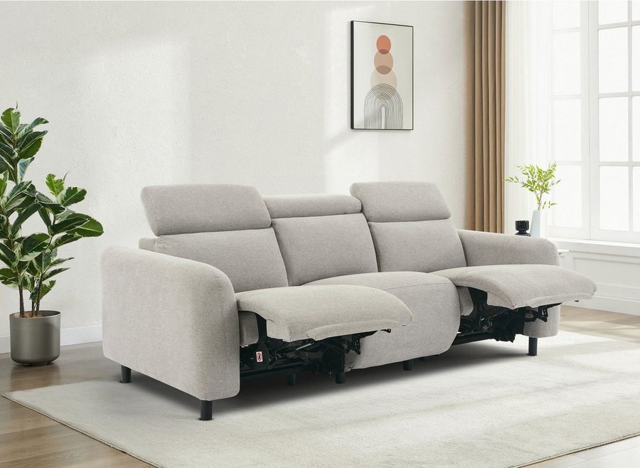 OTTO home 3-Sitzer SKAANE Struktur-Sofa, 229 cm, manuelle-u. elektrische Relaxfunktion, Relax-Funktion in 2 Sitzen, Kopfteilverstellung, Federkernpolsterung