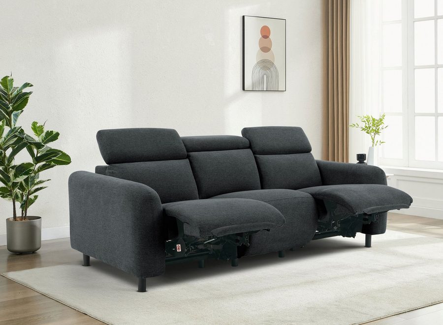 OTTO home 3-Sitzer SKAANE Struktur-Sofa, 229 cm, manuelle-u. elektrische Relaxfunktion, Relax-Funktion in 2 Sitzen, Kopfteilverstellung, Federkernpolsterung