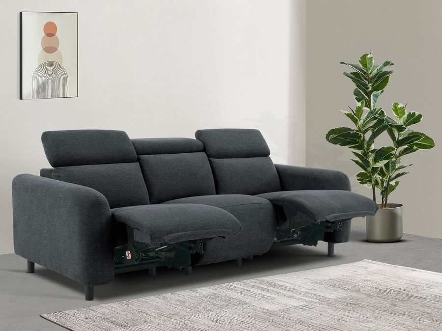 OTTO home 3-Sitzer SKAANE Struktur-Sofa, 229 cm, manuelle-u. elektrische Relaxfunktion, Relax-Funktion in 2 Sitzen, Kopfteilverstellung, Federkernpolsterung
