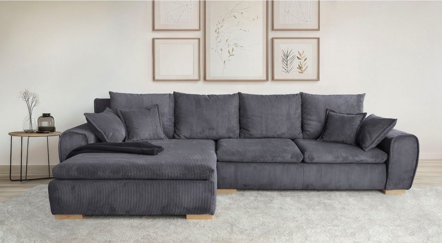 Home affaire Ecksofa Katja L-Form, B: 325 cm - OTTO. Verlässliche Qualität., Schlaffunktion, Bettkasten & 4 Zierkissen