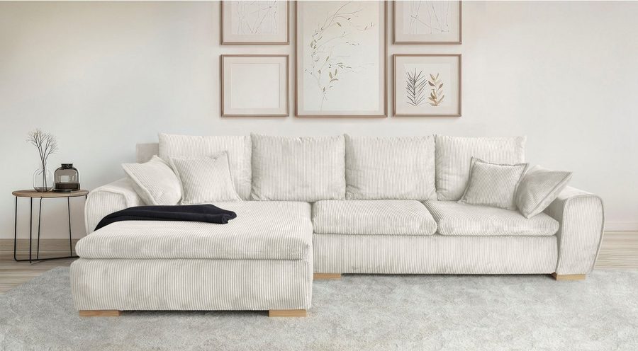 Home affaire Ecksofa Katja L-Form, B: 325 cm - OTTO. Verlässliche Qualität., Schlaffunktion, Bettkasten & 4 Zierkissen