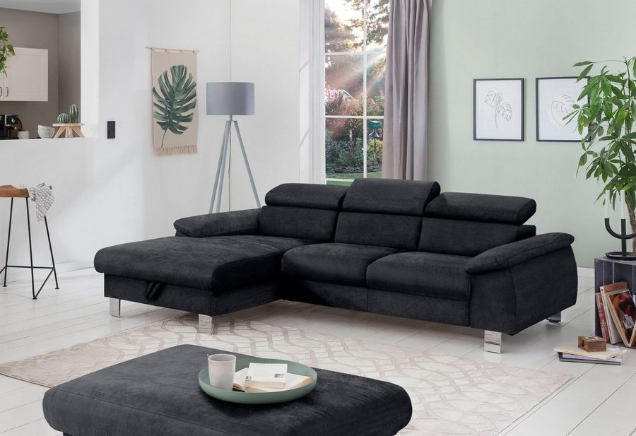 COTTA Ecksofa Komaris L-Form, B: 244 cm, mit Kopfteilverstellung, optional Schlaffunktion, Bettkasten & Licht