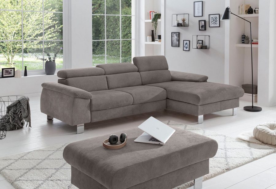 COTTA Ecksofa Komaris L-Form, B: 244 cm, mit Kopfteilverstellung, optional Schlaffunktion, Bettkasten & Licht