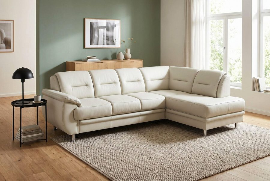 sit&more Ecksofa Mailand L-Form, B: 250 cm, Komfortsitzhöhe 46 cm, mit Schlaffunktion, Eckcouch in Kunstleder & Stoff
