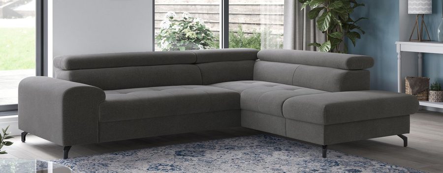 COTTA Ecksofa Aura L-Form, B: 260 cm, inkl. Schlaffunktion, auch in Cord, Kopfteile, extra Bettkasten, Fußhöhe 12cm, Liegefläche 176x123cm