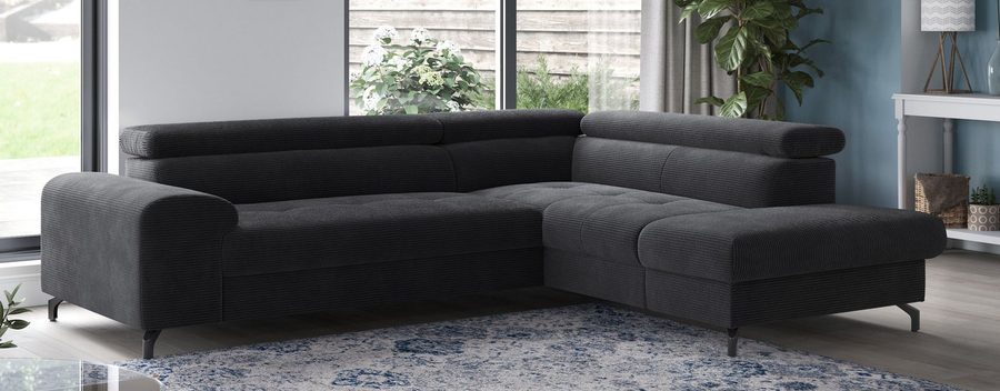 COTTA Ecksofa Aura L-Form, B: 260 cm, inkl. Schlaffunktion, auch in Cord, Kopfteile, extra Bettkasten, Fußhöhe 12cm, Liegefläche 176x123cm