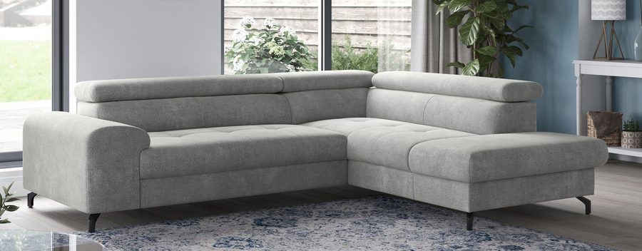 COTTA Ecksofa Aura L-Form, B: 260 cm, inkl. Schlaffunktion, auch in Cord, Kopfteile, extra Bettkasten, Fußhöhe 12cm, Liegefläche 176x123cm