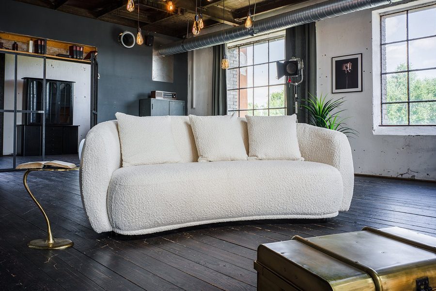 KAWOLA 3-Sitzer RADA, Sofa Couch Stoff cremeweiß 209x109 cm