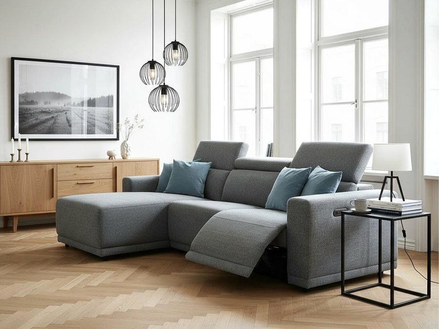 OTTO home Ecksofa LEOON L-Form, 255 cm - elektr. Relaxfunktion, mit USB A/C-Anschluss. Federkern, verstellbaren Kopfstützen, Webstoff