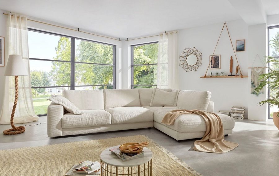 Home affaire Ecksofa Enisa XXL B/T/H: 325/224/85 cm L-Form, Kuschelig, gemütlich, in 5 Farben, Bezug in Cord, mit 2 Zierkissen