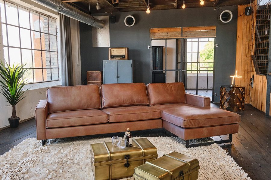 KAWOLA Ecksofa VILNIUS, Couch L-Form mit Longchair rechts oder links Lederfaserstoff
