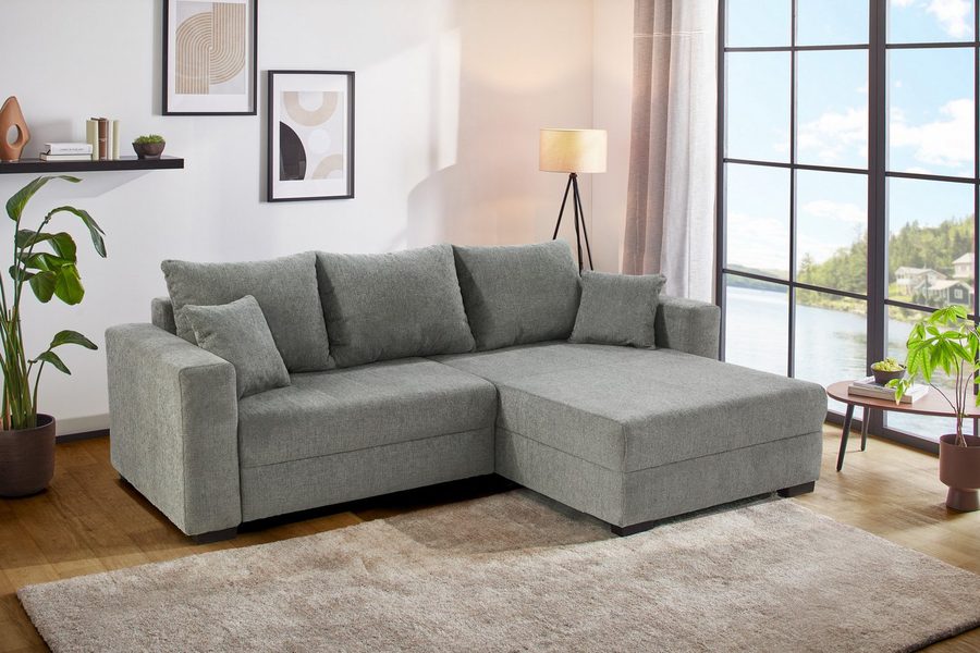 Jockenhöfer Gruppe Ecksofa Ecksofa Elmau, Größe Ottomane: XL, B:261cm, mit Schlaffunktion, Bettkasten & 2 Zierkissen