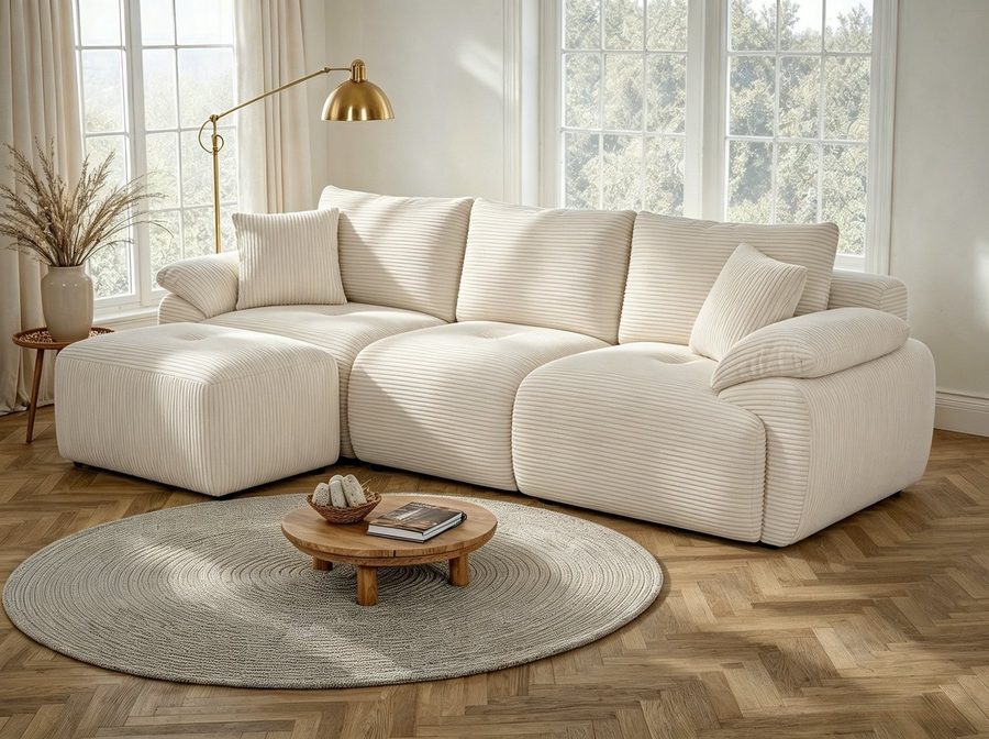 Furnishings Home Ecksofa Couch L-Form Sofa 4-Sitzer Vierersofa mit schlaffunktion, Modulares 104-Zoll-Wohnzimmer-Sofaset Groß und bequem