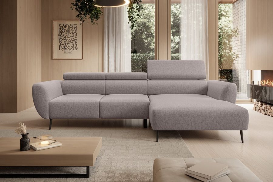 WERK2 Ecksofa Alisson 277 x 174 cm modern & bequem, bodenfrei, Multifunktionen, Luxus-Microfaser weich, L-Form, XXL, elektrische Sitztiefenverstellung
