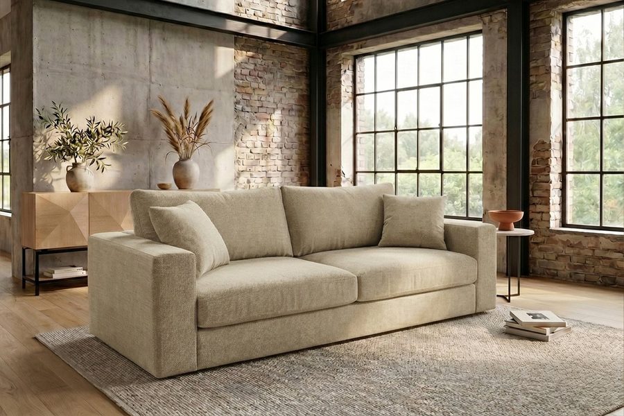 KAWOLA 3-Sitzer AMINA Stoff Couch - Gemütlichkeit - Wohnzimmer Sofa - 3 Sitzer, Modernes Sofa für Drei, hochwertiger Bezug, toller Sitzkomfort