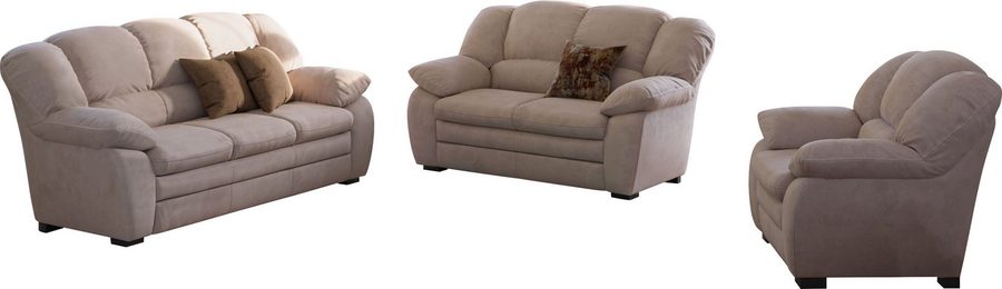 COTTA Polstergarnitur Casino, 3tlg. Set, Sofa Wohnzimmer Garnitur, Wellenunterfederung, (Set, 3-tlg), Sessel, 2-Sitzer, 2,5-Sitzer, hohe Rückenlehne