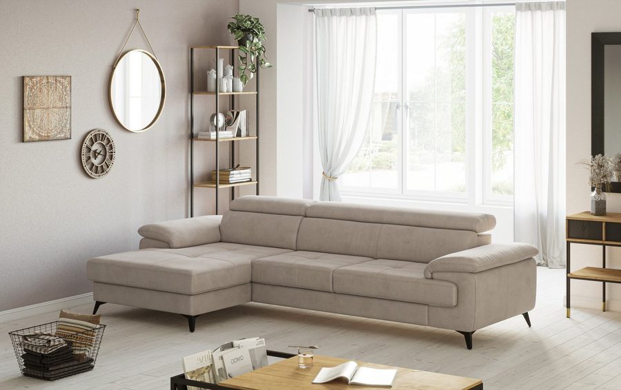 OTTO home Ecksofa Astra L-Form, B: 300 cm, inkl. Kopfteilverstellung, opt. Schlaffunktion + XL-Bettkasten, LF:222x124cm, Wellenunterfederung