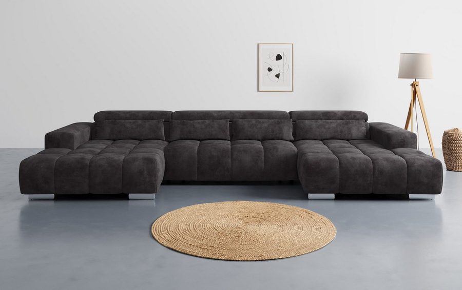 COTTA Wohnlandschaft Orion U-Form, B: 400 cm, Kopfteilverstellung & 4 Kissen, optional elektr. Sitztiefenverstellung