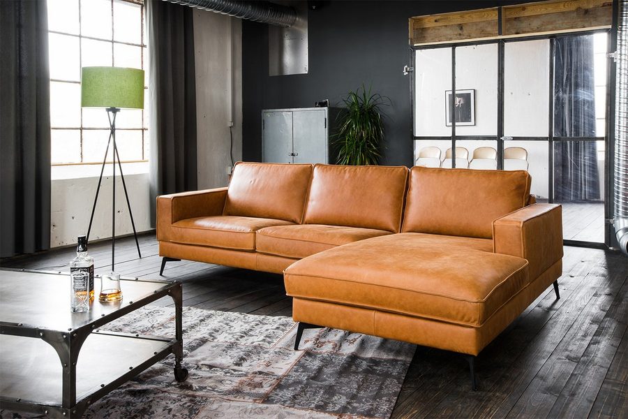 KAWOLA Ecksofa BLOOM, Couch L-Form rechts oder links Leder verschiedene Farben 276x177 cm