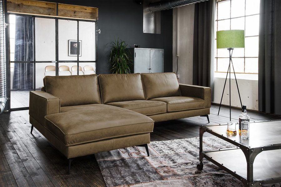 KAWOLA Ecksofa BLOOM, Couch L-Form rechts oder links Leder verschiedene Farben 276x177 cm