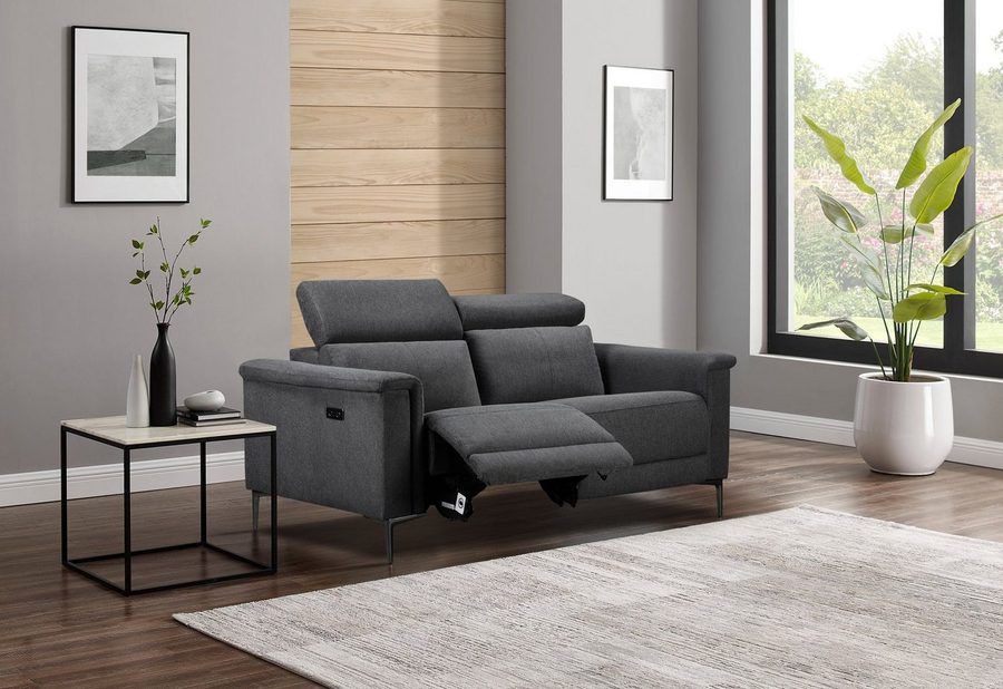 OTTO home 2-Sitzer LUND,Struktur-Bezug, 160 cm, mit Relaxfunktion und Kopfteilverstellung, manuell od. elektrisch (m.USB-A), Federkern und Kopfteilverstellung