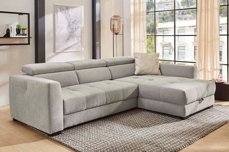 Jockenhöfer Gruppe Ecksofa San Marino L-Form, B: 300 cm, mit 30 cm elektr. Sitztiefenverstellung, mit Bettkasten, Kopfteilverstellung, USB-Anschluss & Zierkissen