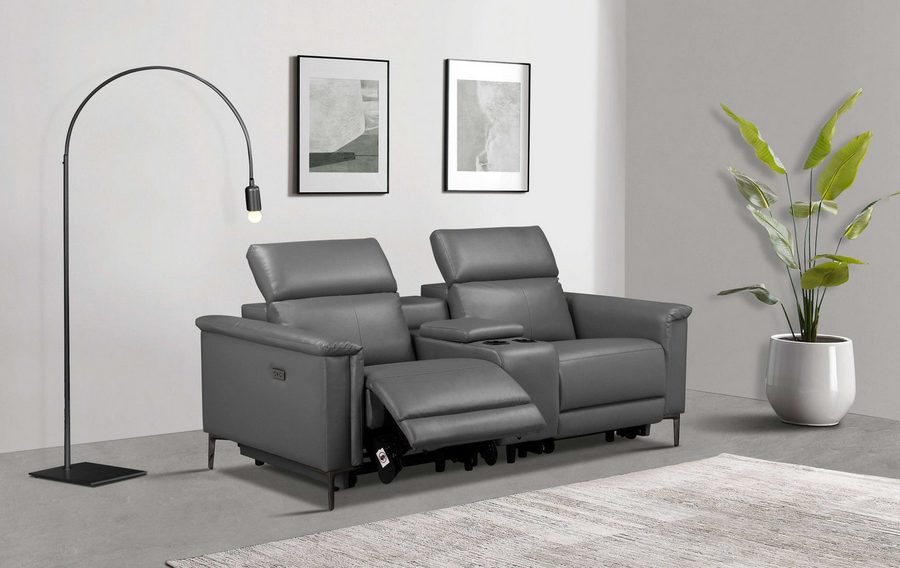 OTTO home 2-Sitzer LUND,Lederoptik, Kinosofa, Relaxfunktion, TV-Sessel, man./elektrisch, elektri. mit USB-A, Kopfteilverstellung, Getränkehalter u. Staufach