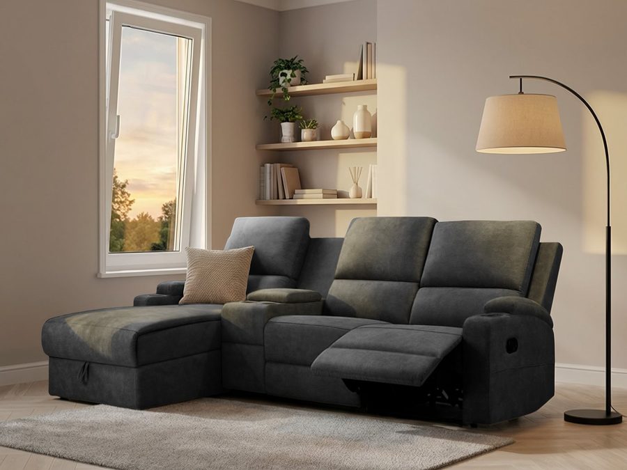 OTTO home Ecksofa NAPORI Microfaser, Multimediasofa, 3er Kinosessel XXL, L-Form, Kinosofa, manuelle o. elektr. Relaxfunktion, Staufach, Getränkehalter