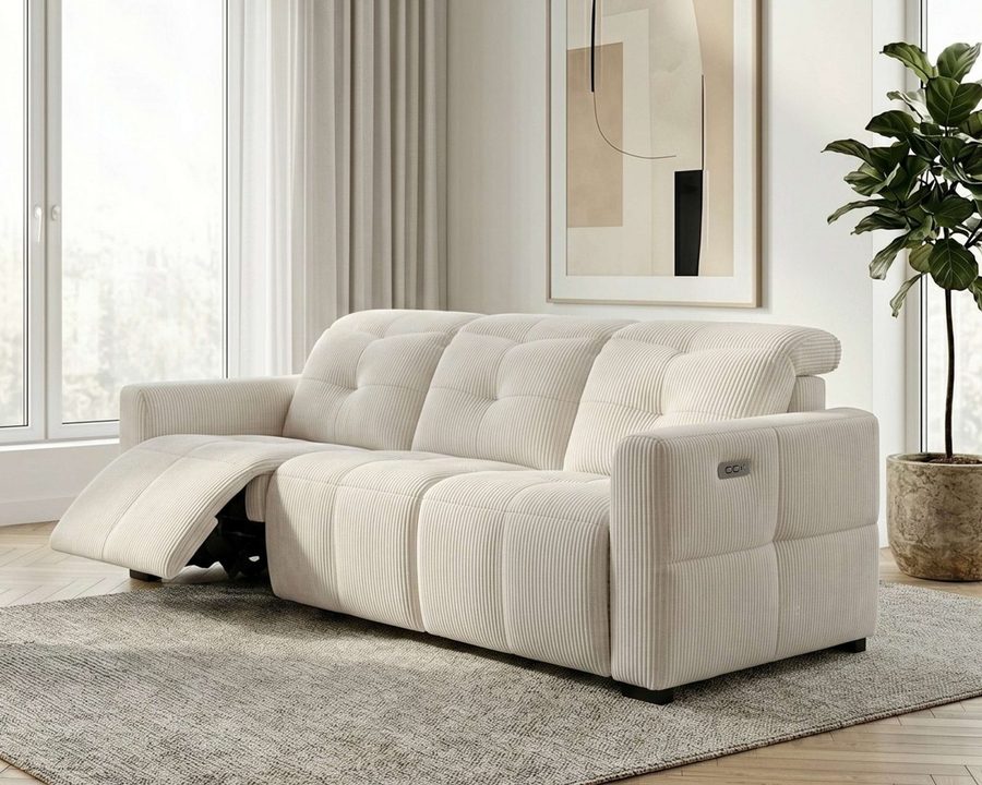 OTTO home 3-Sitzer CAARLA Cord, Sofa, 224 cm, man. oder elektr. Relaxfunktion (USB-A/C), mit USB-A und USB-C bei elektrischer Ausführung, Kopfteilverstellung