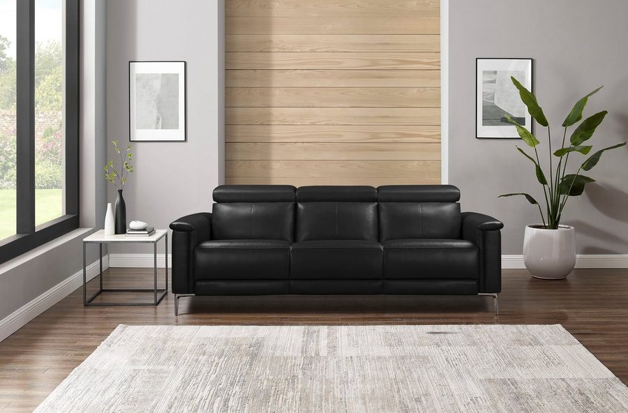 OTTO home 3-Sitzer LUND,Lederoptik, 222 cm, man. o. elektr. Relaxfunktion in 2 Sitzen, (links/rechts), USB-A bei elektrischer Ausführung, Kopfteilverstellung