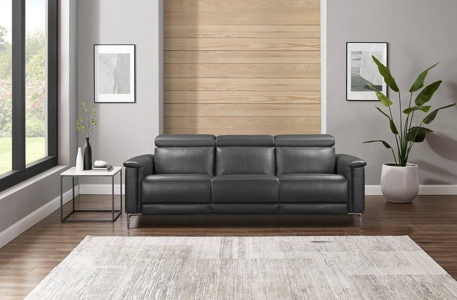 OTTO home 3-Sitzer LUND,Lederoptik, 222 cm, man. o. elektr. Relaxfunktion in 2 Sitzen, (links/rechts), USB-A bei elektrischer Ausführung, Kopfteilverstellung