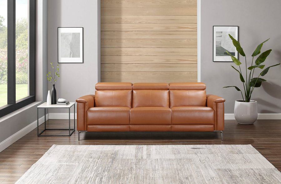 OTTO home 3-Sitzer LUND,Lederoptik, 222 cm, man. o. elektr. Relaxfunktion in 2 Sitzen, (links/rechts), USB-A bei elektrischer Ausführung, Kopfteilverstellung